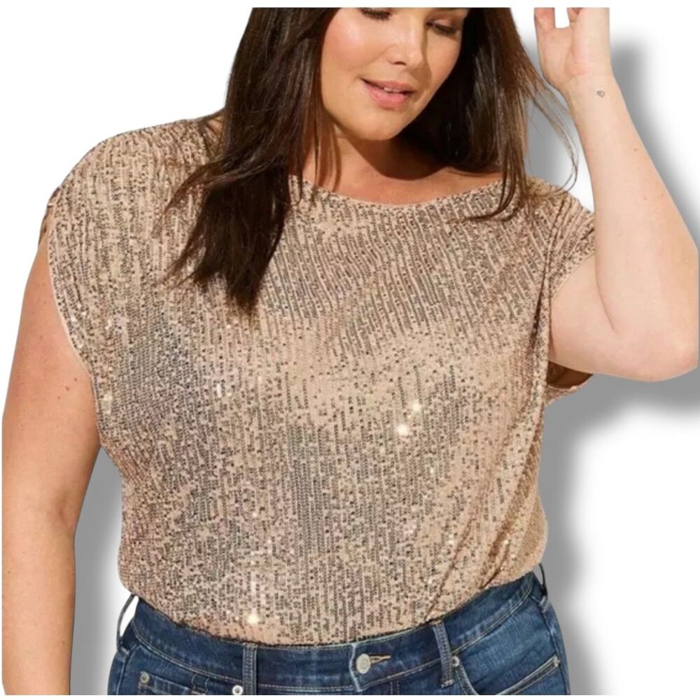 Torrid Glam Gold Sequin Off-Shoulder Top | Size 2X | NWT